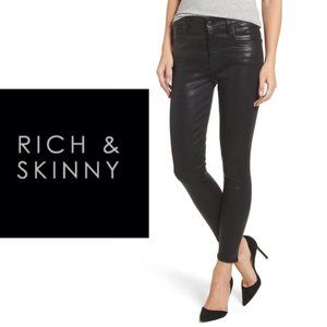 Rich + Skinny Black Waxed Jeans - Size 27